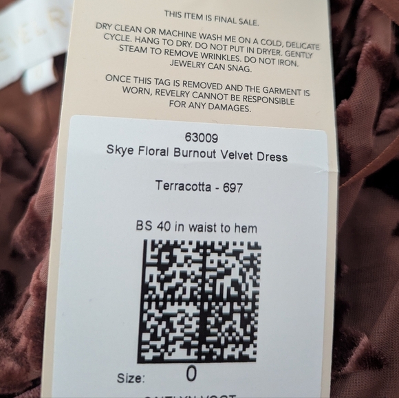 NEW Revelry Skye Floral Burnout Dress Velvet Maxi Cowl In Terracotta Size 0 - Picture 5 of 9